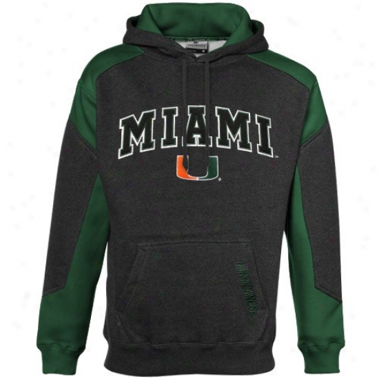 Miami Hurricanes Charcoal-green Challenger Heathered Hoody Sweatshirt