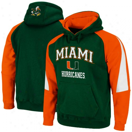 Miami Hurricanes Green-orange Playmaker Pullover Hoodie Sweatshirt