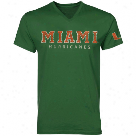 Miami Hurricanes Grern Rogue V-neck T-shirt