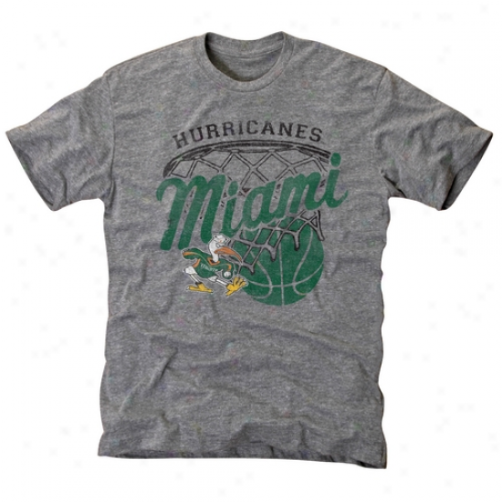 Miami Hurricanes Hoop Tri-blend T-shirt - Ash