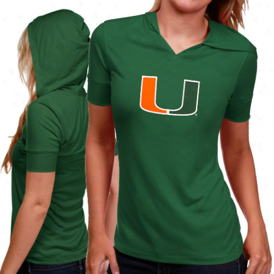 Miami Hurricanes Ladies Green Crush Hooded Premium T-shirt