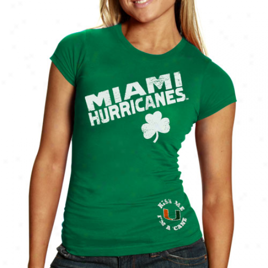 Miami Hurricanes Ladies Kelly Green St. Patrick's Day Shamfock T-shirt