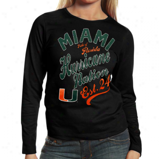 Miami Hurricanes Ladies Splashy Long Sleev eT-shirt - Black