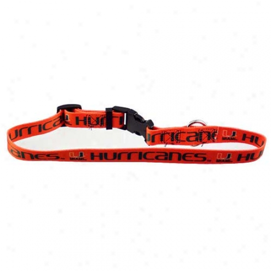 Miami Hurricanes Orange Adjhstable Dog Collar