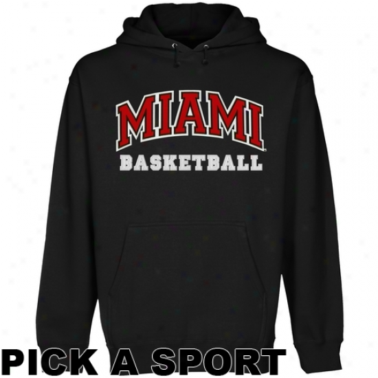 Miami University Redhawks Custom Sport Arch Applique Pullover Hoodie - Black