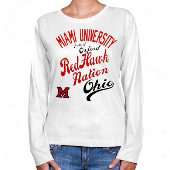 Miami University Redhawks Ladies Splashy Long Sleeve T-shirt - White