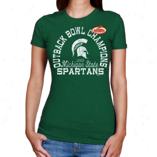 Michigan State Spartans Ladies 2012 Outback Bowl Champions Farmaid T-shirt - Unseasoned