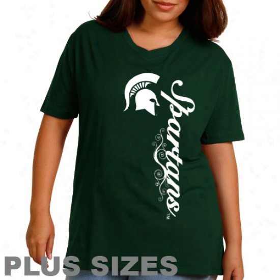 Michigan State Spartans Ladies Dolly Glitt3r Plus Sizes T-shirt - Green