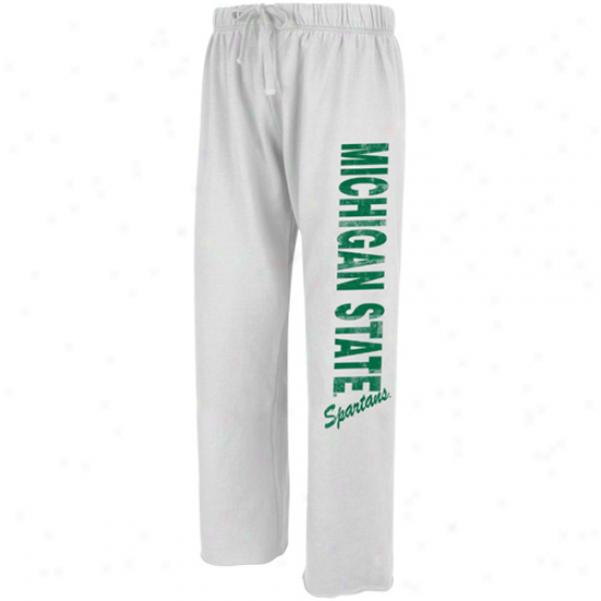 Michigan State Spartans Ladies White Cozy Boyfriend Fleece Pants