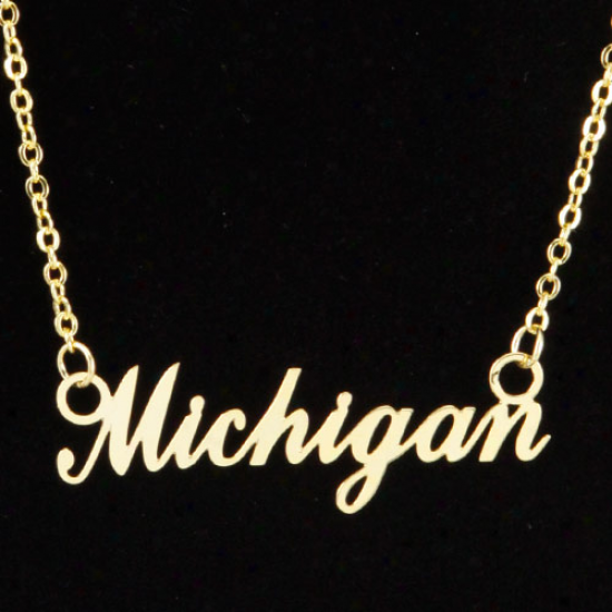 Michigan Wolverines Gold Script Necklace