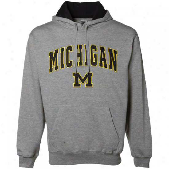 Michigan Wolverines Gray Classic Twill Hoody Sqeatshirt