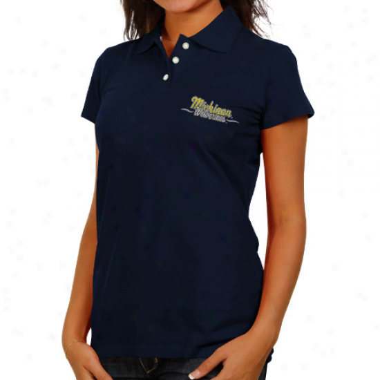 Michigan Wolverines Ladies Navy Blue Ivy Alliance Polo