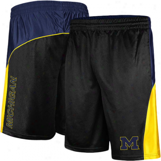 Michigan Wolverines Patriot Workout Shorts - Black-navy Blue