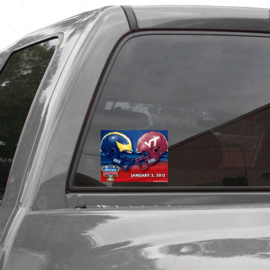 Michigan Wolverines Vs. Virginia Tech Hpkies 5.75'' X 4.5'' 2012 Sugar Bowl Bound Dueling Ultra Decal Window Cling