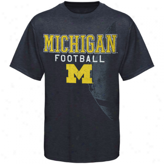 Michigan Wolverines Youuth Football Fade T-shirt - Navy Blue