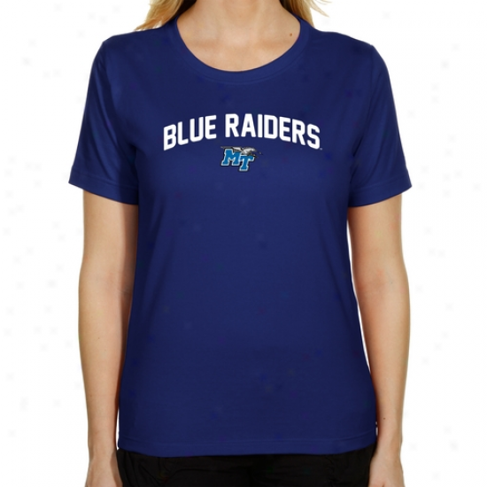 Middle Tennessee State Azure Raiders Ladies Mascot Logo Classic Fit T-shirt - Magnificent Blue