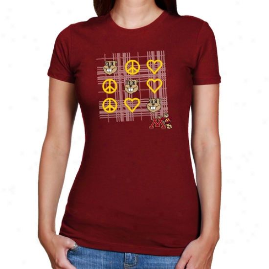 Minnesota Golden Gophers Ladies Scarlet Tic-tac-te T-shirt