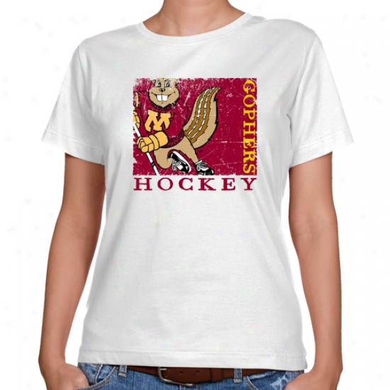 Minnesota Golden Gophers Ladies White Sport Stamp Classic Fit T-shirt