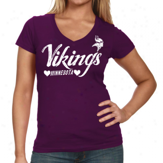 Minnesota Vikings Heart Script Baby Jersey T-shirt - Purple