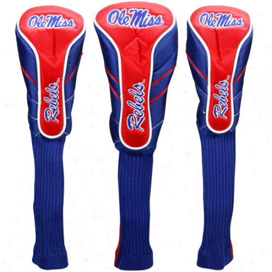 Mississippi Rebelx Cardinal-royal Blue 3-pack Golf Club Headcovers