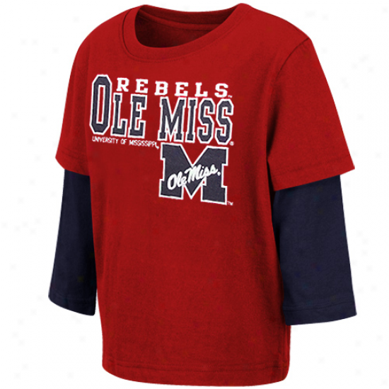 Mississippi Rebels Toddler Primo Double Layer T-shirt - Cardinal Red-navy Blue