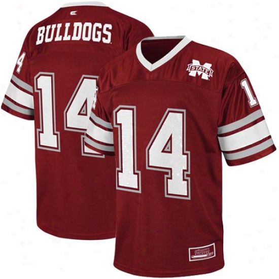 Mississippi State Bulldogs #114 Stadium Replica Football Jersey - Maroon