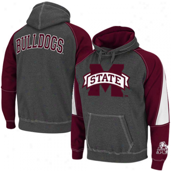 Mississippi tSate Bulldogs Charcoal-mar0on Playmaker Ii Pullover Hoodie Sweatshirt