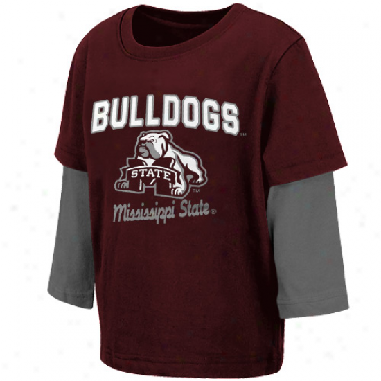 Mississippi State Bulldogs Infant Packer Deceitful Layer T-shirt - Maroon-gra