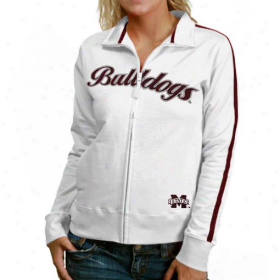 MississippiS tate Bulldogs Ladies White Curve Full Zip Jacket