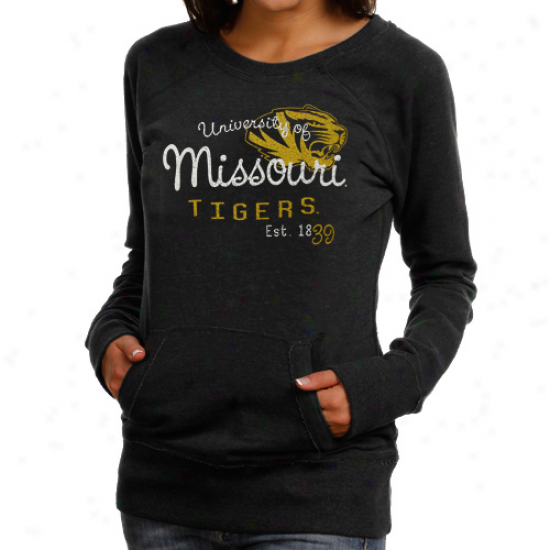 Missouri Tigers Ladies Black Scoop Neck Fleece Sweatshirt