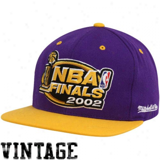 Mitchell & Ness 2002 Nba Finals Purple-gold Snapback Adjustable Hat