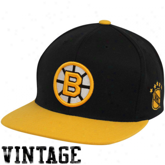 Mitchell & Ness Boston Bruins Black-gold Two-tone Snapback Adjustable Hat