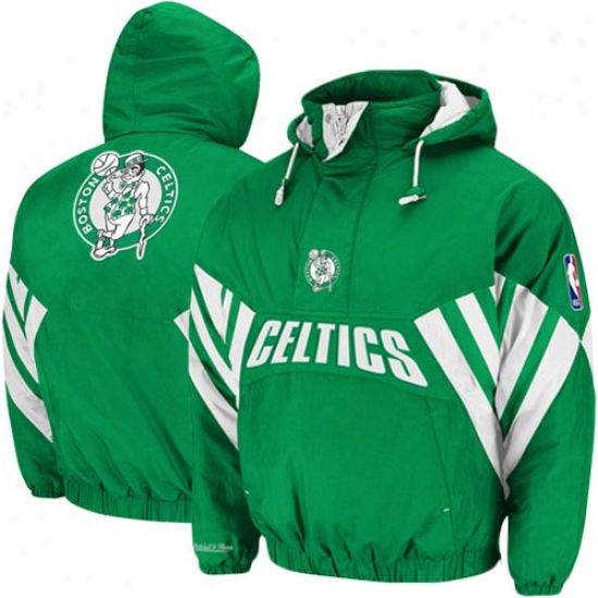 Mitchell & Ness Boston Celtics Kelly Green Flashback Three-quarter Zip Pullover Hoodie Jacket