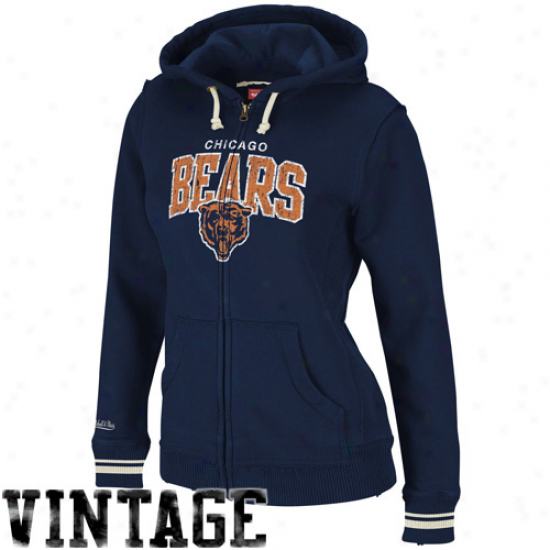 Mitchell & Ness Chicago Bears Ladies Navy Melancholy Arch iRvals Full Zip Hoodie Sweatshirt