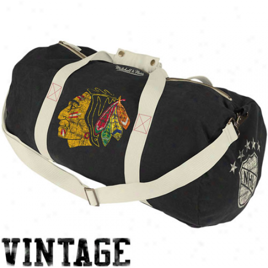 Mitchell & Ness Chicago Blackhawks Black Vintage Canvas Duffel Bag