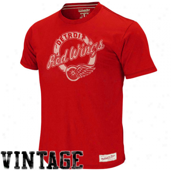 Mitchell & Ness Detroit Red Wings Circle Team Game Vintage T-shirt - Scarlet