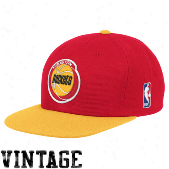 Mitchell & Ness Houstoon Rockets Red-gold Two-tone Vintage Snspback Adjustable Hat