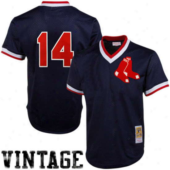 Mitchell & Ness Jim Rice Boston Red Sox 1989 Authentic Throwback Mesh Batting Practice Jersey - Navy Blue