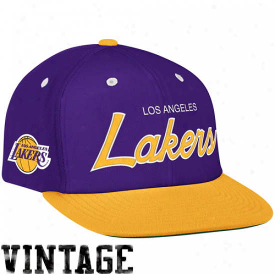 Mitchell & Ness Los Angeles Lakers Purple-gold Special Script Snapback Adjuatable Hat