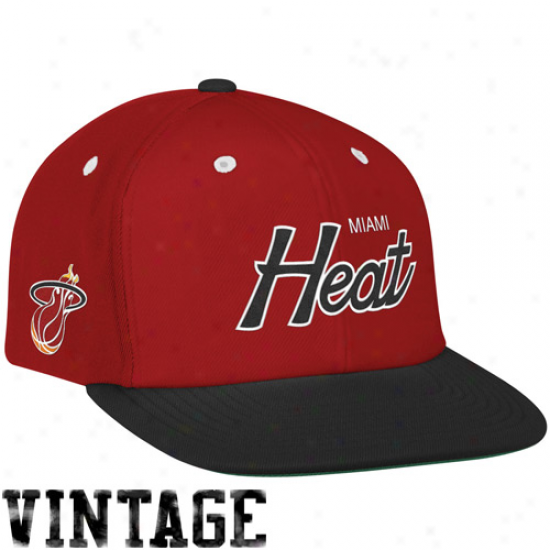 Mitchell & Ness Miami Heat Red-black Special Script Snapback Adjustable Hat