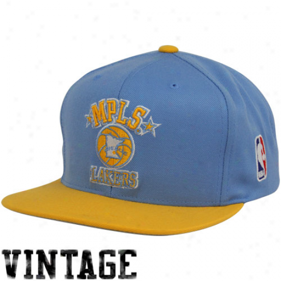 Mitchell & Ness Minneapolis Lakers Light Blue-gold Two-tone Vintage Snapback Adjustable Hat