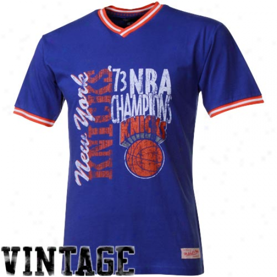 Mitchell & Ness Nee York Knicks Royal Blue Double Drip Premium T-shirt