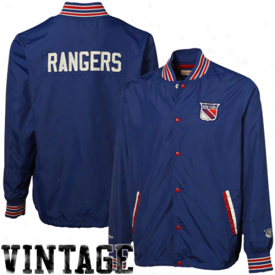 Mitchell & Ness New York Rangers Royal Livid Pep Talk Full Button Jacket