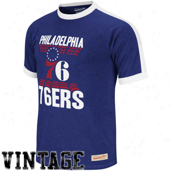 Mitchell & Ness Philadelphia 76era Backscreen Permium T-shirt - Royal Blue