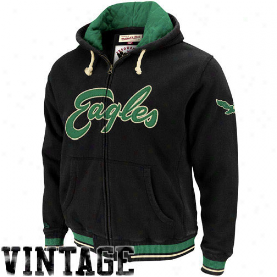 Mitchell & Ness Philadelphia Eagles Black Standing Room Premium Full Zipp Hoody Jacket