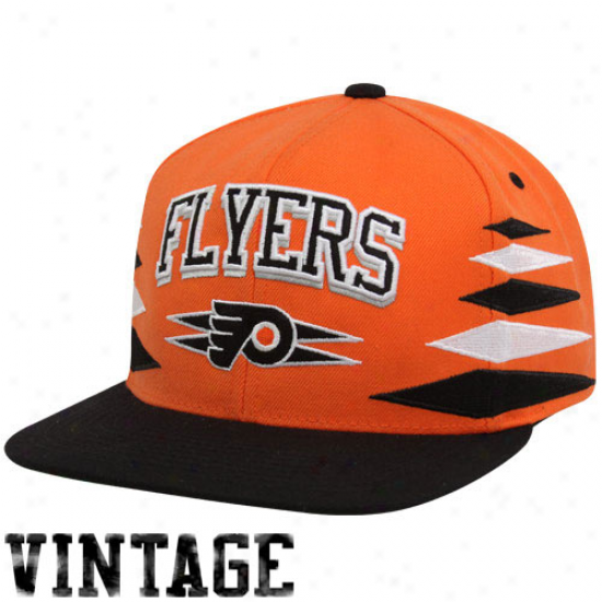 Mitchell & Ness Philadelphia Flyers Orange-black Retro Diamond Snapback Adjystable Hat