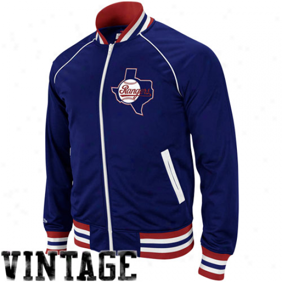 Mitchell & Ness Texas Rangers Coiperstown Collection Broad Street Track Jacket - Royal Blue