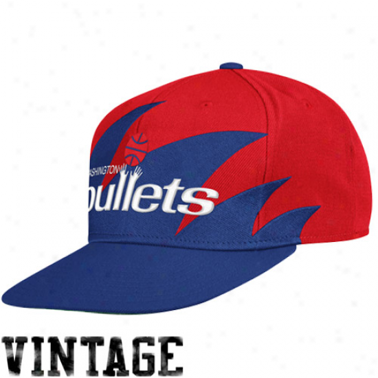 Mitchell & Ness Washington Bullets Men's Sharktooth Snapback Hat - Red/royal Blue