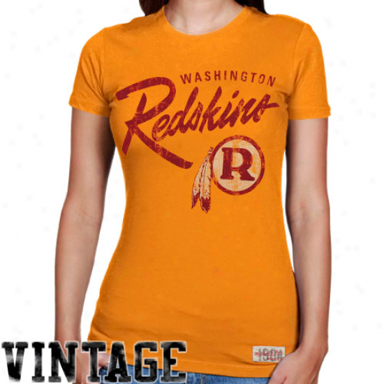 Mitchell & Ness Washington Redskins Ladies Vintage Graphic Premium T-shirt - Gold