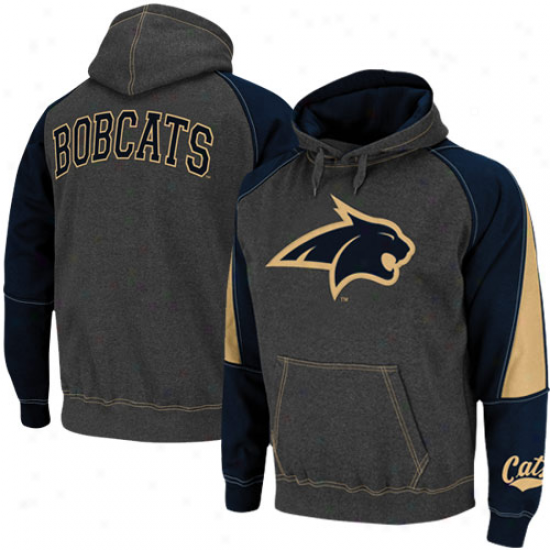 Montana State Bobcats Charcoal-navy Blue Playmaker Ii Pullover Hoodie Sweatshirt